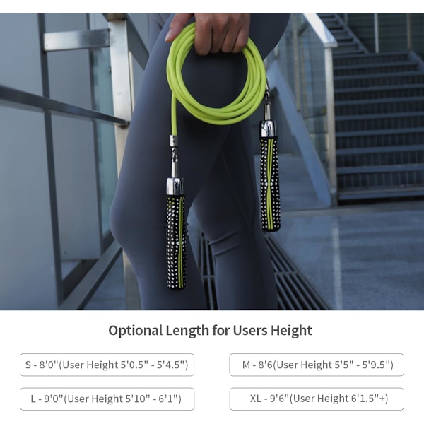 HEREROPE 1/4LB Viktad Hopprep för Hastighet, Cardio, Boxning & Träning, Hopprep med Kullager, Bekvämt & Ergonomiskt Grepp, Trasselfri Kab XL
