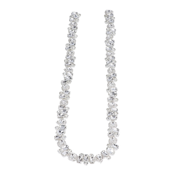 Rhinestone Trim 1 Yard Ljus Färg Fadeless Slitstark Tjock Blickfångande Bred Applikation Rhinestone Vit