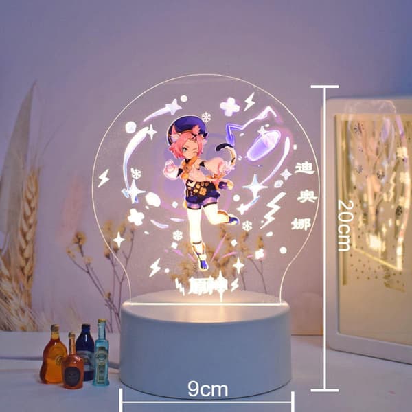 Genshin Impact Barbara 3D LED Akryl Natlampe 7 Farver USB Anime Lampe