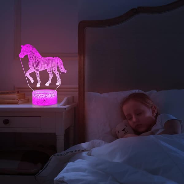 16 farger og 4 moduser Hest Nattlys, dimbar LED Hest