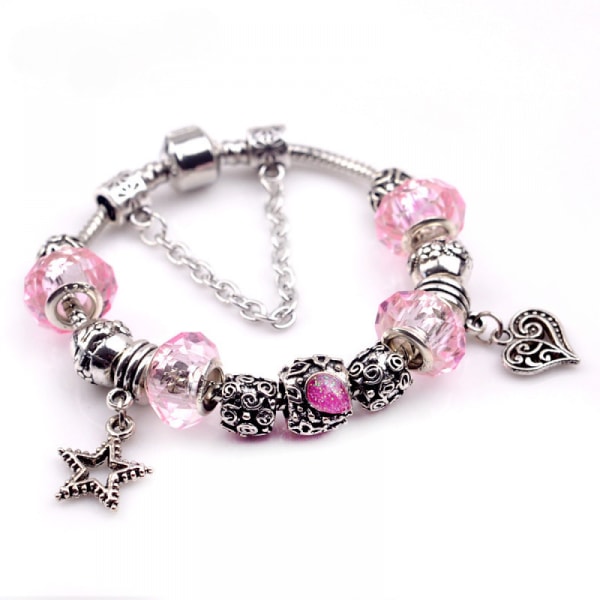 Armband för kvinnor, Pink Crystal Pendant Snake Chain Treasur