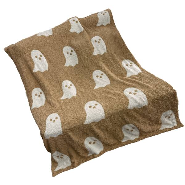 Spöke filt mjuk bekväm andningsbar Halloween filt för att titta på TV Camping Khaki 127x152cm/50x60in 850g/30oz