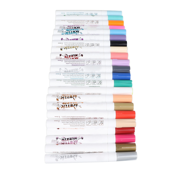 36 st Acrylic Paint Markers 2mm Spets Vibrant Vattentät Snabbtorkande Blandade Färger Graffiti Markers för Studenter Skola