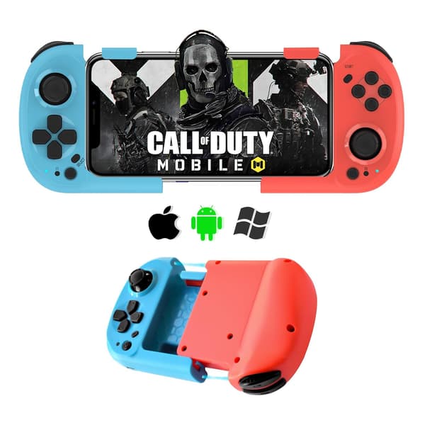 Mobil Gaming Controller til iPhone, Android, PC, Direct Play, Bærbar Mini Bluetooth Controller Gamepad Joystick med Magnetisk Opbevaring til iPhone 1 Blue+Red