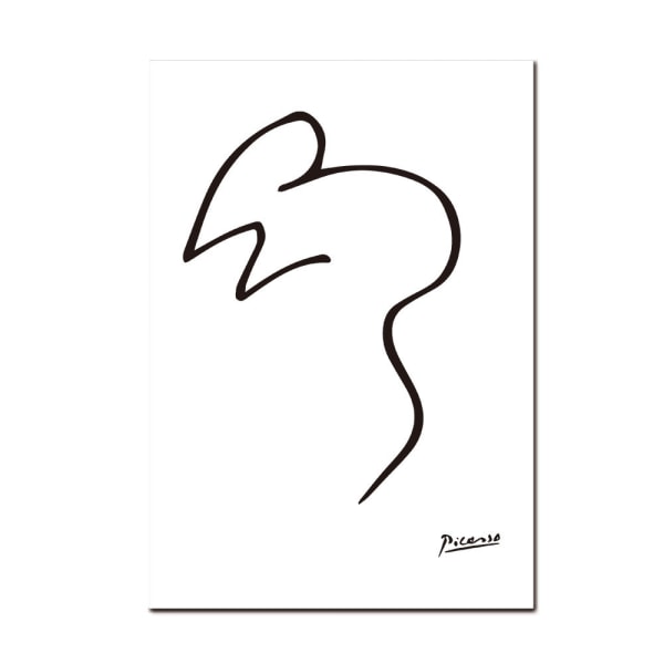 One-Stroke Painting 2 Wall Art Canvas Print Poster, Simple Abstract Black Lines