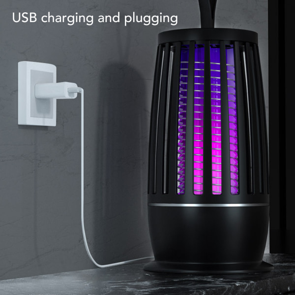 Elektrisk fluedræberlampe 110V 220V PP USB genopladelig lydløs fluelampe til indendørs og udendørs brug