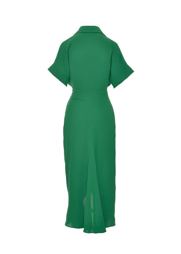 Ditsy Knytefront Knapp Opp Boho Midi T-skjorte Kjoler (Grønn M)