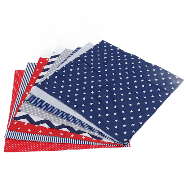 8 st Quiltingtyg Mjuk Andningsbar Hudvänlig Bomullssömnadstyg för DIY Hantverk Kläder 50x50cm Blå Röd