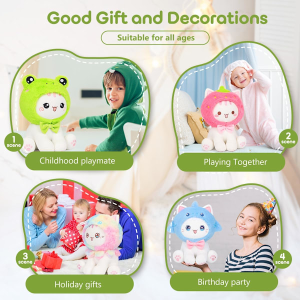 Söpö Sammakko Kissa Pehmolelu 10\" Kawaii Kissavauva Täytetty Eläin, Kissa Sammakko Plushie Tyyny Lahja Lapsille Frog Cat