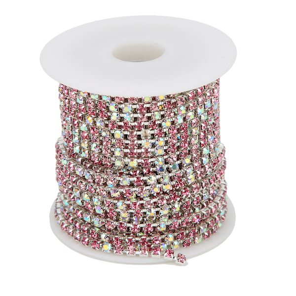 Rhinestone Trim Fargerik Glitrende 10 Meter Rhinestone Trim for Husholdning DIY Håndverk Klær Dekorasjon GaveSølv Bak Rosa Farge 3mm
