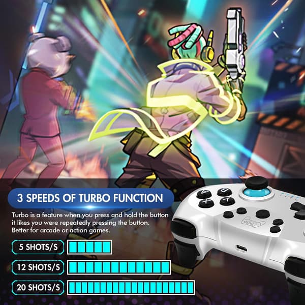 Kontroller for Switch, Trådløs Pro-kontroller for Switch/Switch Lite, Switch Fjernkontroll Gamepad Joystick, Turbo og Dobbel Vibrasjon Red+Blue