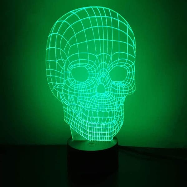 Kranie 3D Natlys LED Illusionslampe Seng Sidebord Bord La
