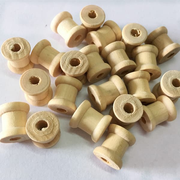 10 stk. Træ tomme trådspoler Naturlig træfarve 14mm x 12mm til DIY
