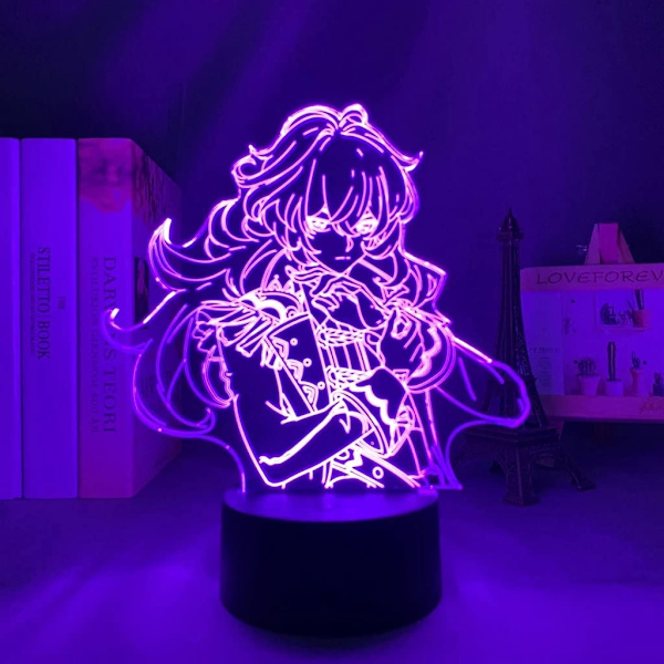 Genshin Impact Hu Tao lampa spel ljus 3D LED nattlampor 16