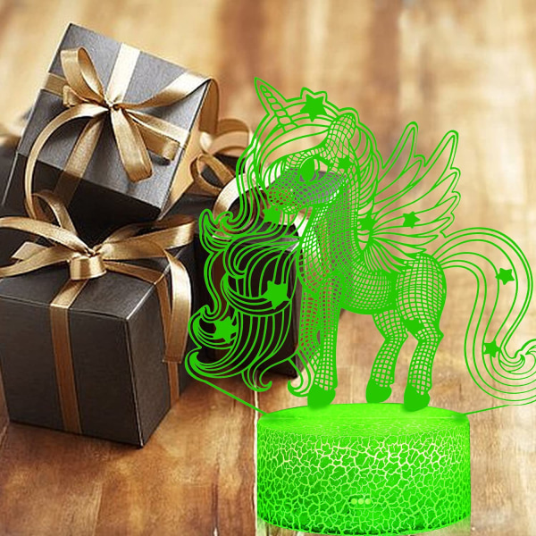 3D Illusion Monocerous Unicorn Nattlampa 16 Färgförändring Till