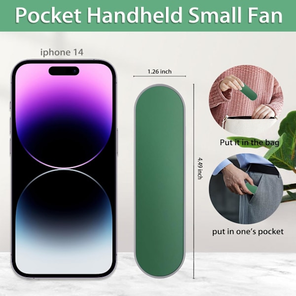Portabel Handhållen Fläkt, Mini Uppladdningsbar Handfläkt [9-15 Timmar Arbetstid], Portabel USB Liten Fickfläkt, Personlig Fläkt, Presenter till Kvinnor/G
