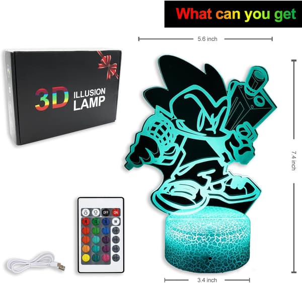 FNF Friday Night Smart Natlamper, 3D Illusion 16 Farver T