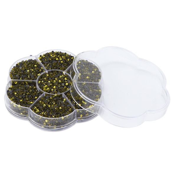 14400 stk. flade bagsiderhinestones, blændende farverige DIY robuste iriserende rhinestones runde perler til manicure makeup, citrongul