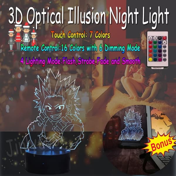 Eijiro Kirishima 3D Natlampe Sengelampe Boku Anime Lys