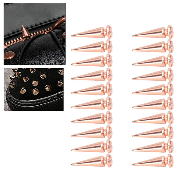 20 st spiknit med kon 10x29mm roséguld färg kläddekoration set kit för väska