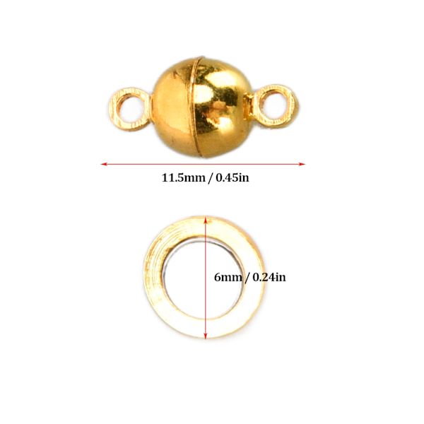 20 sett magnetiske låser runde messing fasjonable smykkelåser for DIY håndverk halskjeder armbånd øredobber making Gold