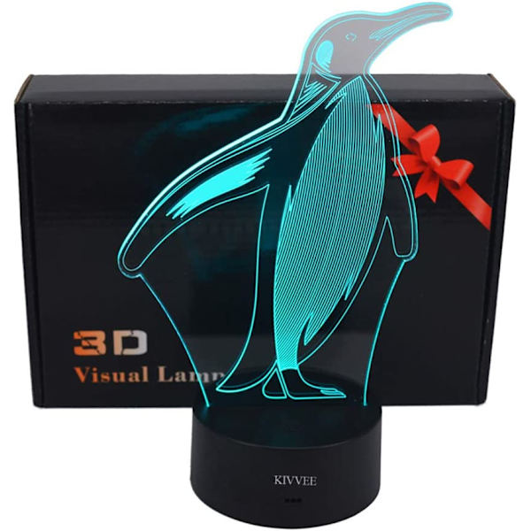 Penguin Visual 3D Lamp Illusion 2D Nattlampa Xmas Chirstma