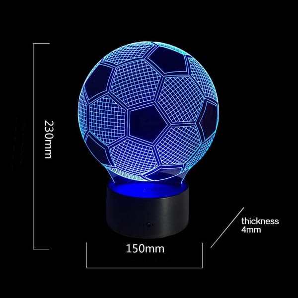 Fodbold Natlys til Drenge, 3D Illusion Lamper til Børneværelset, 7 Farver Touch Switch Seje Gaveideer til Piger Fødselsdag Jul