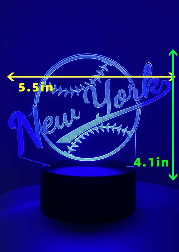 3D Baseball New York Nattlampe 3D Illusjonslampe for Gutter G