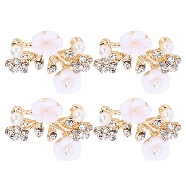 4 stk hule krystall blomstform spenne klær vesker sko spenne dekorasjon tilbehør 3,5x2,2 cm NR.2 perle blomst grenform spenne