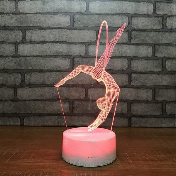 3D Gymnastik Ballet Natlampe LED Touch Switch Borddekoration