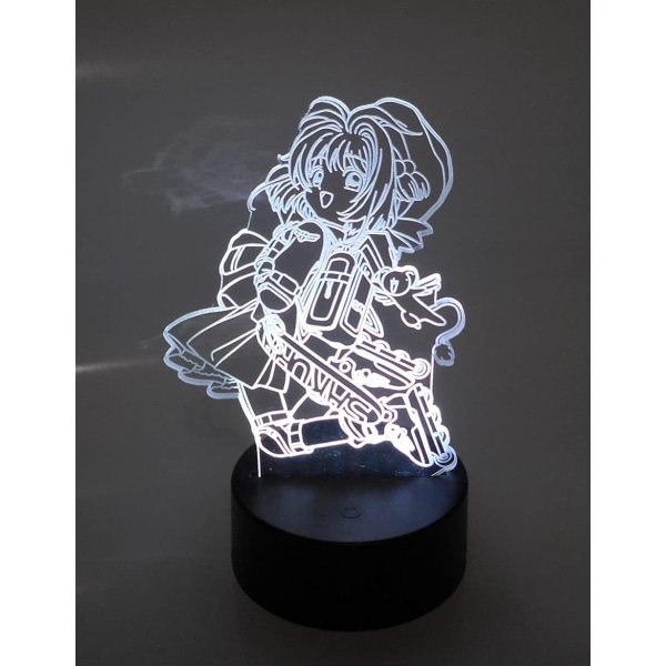 Card Captor Sakura Anime Rulleskøyte Lasergravert 3D-effekt Akryl LED Skrivebordslampe
