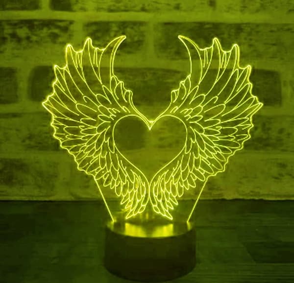 3D Engel Vinge Nattlys Lampe Illusjon 7 Fargeendrende Tou
