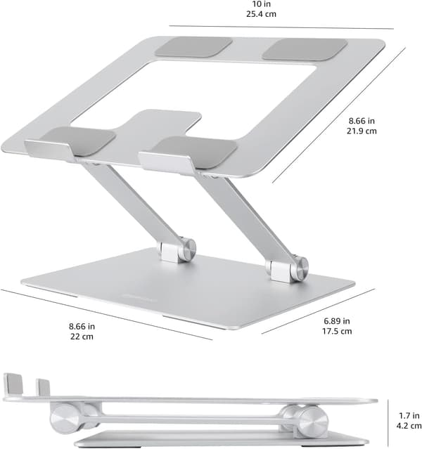 Ergonomisk Justerbart Laptopstativ - Robust Bærbart Skrivebordstativ for 17.3\" Laptoper & Notebooker