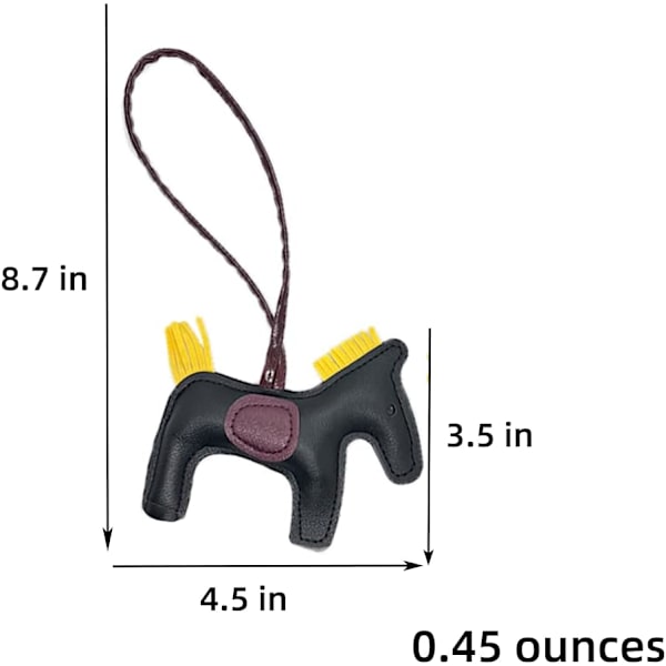 Läder Tassel Pony Nyckelring Läder sydd häst styling söt mode väska tillbehör Black