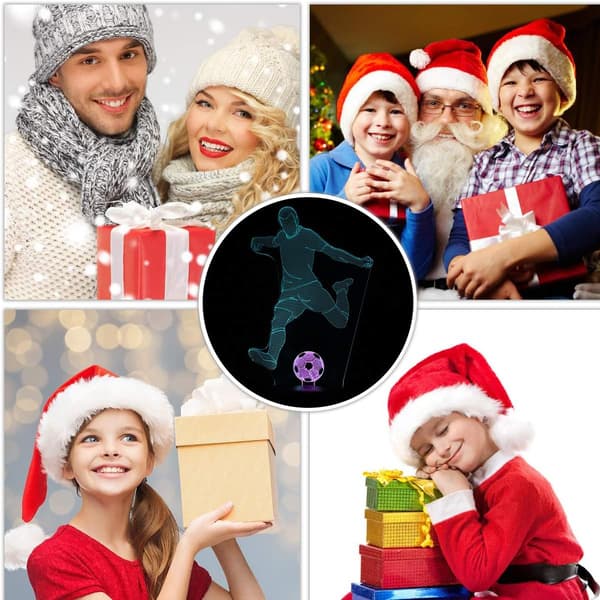 Fodboldlampe 3D Visuel Fodbold LED Natlampe Touch