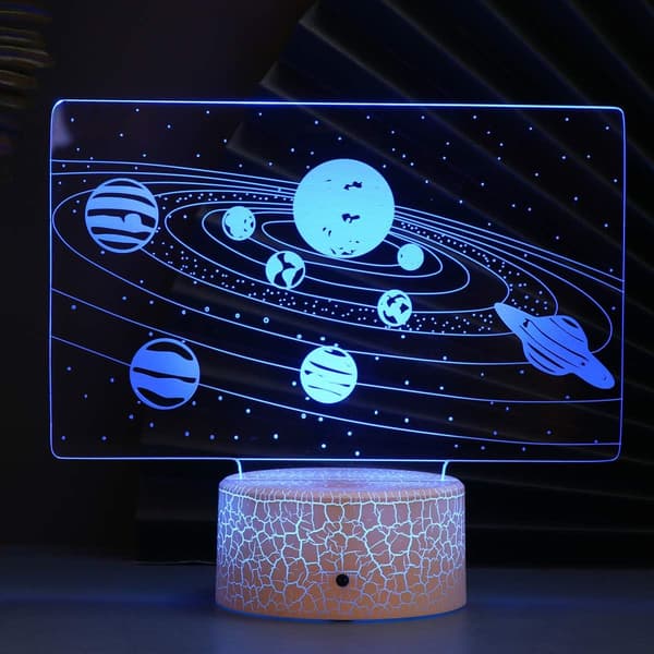 Sol System 3D Illusjon Nattlys, 7 Farger Nattlys