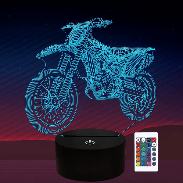 Dirt Bike Night Light , Motorcykelpresenter 3D Illusion Lamp fo
