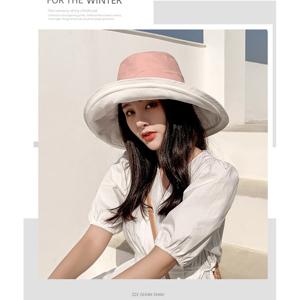 Dame Solhat Bomuld Bucket Hat Mode Sommer Strand Bred B E