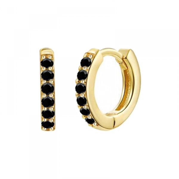 Rhinestone Diamond Hoop Earrings Gold Plated Brass