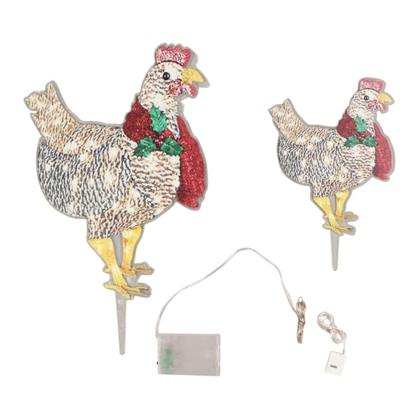 2 stk. Lysende kylling med skjerf RGB Akryl lysende kylling Lyste kylling julepynt for bakken plen dekor