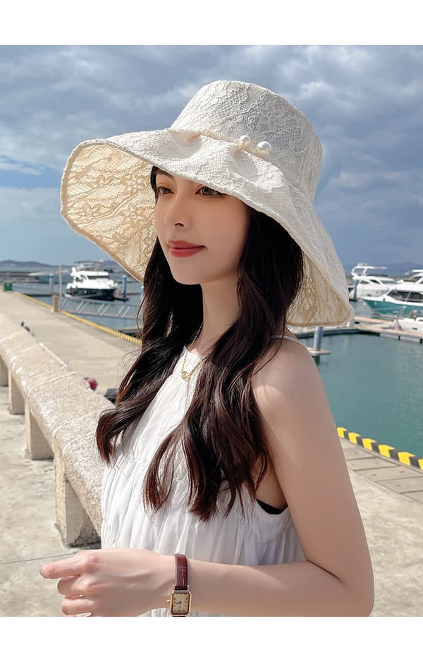 Dame Floppy Solhat UV Beskyttelse Foldbar Rul Op Strand H Beige
