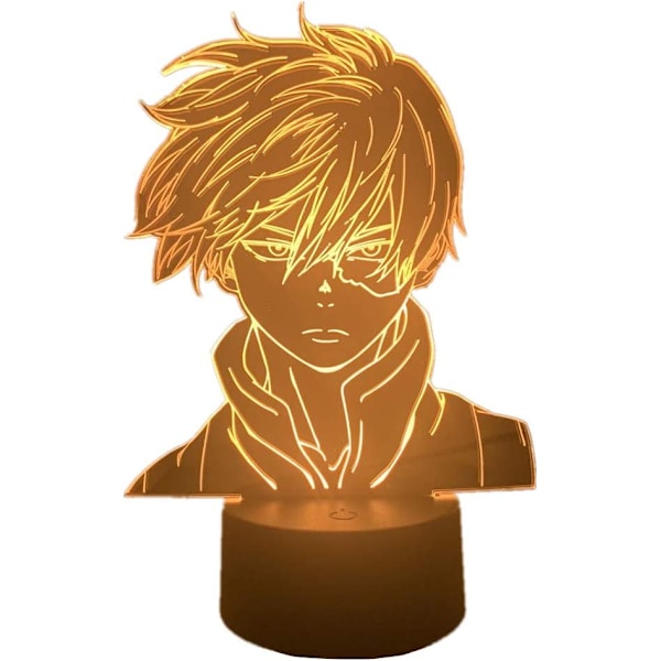 Manga My Hero Academia Shoto Todoroki Figur 3D-lampa LED nattlampa Touch/Fjärrkontroll för barn pojkar sovrumsdekoration Akryl bordslampa