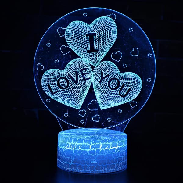 Hjerteformet 3D Natlampe til Elskende, Gaver til Valentinsdag