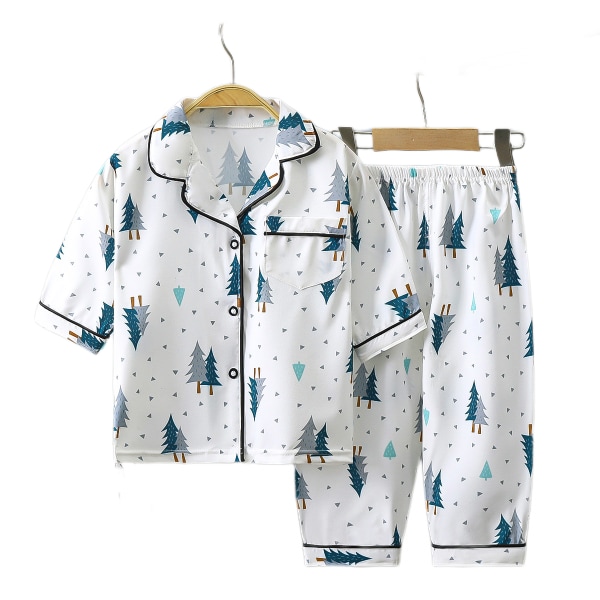 Barn 2-delad pyjamas sovmorgon set, S (träd)