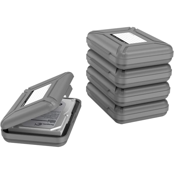 Hårddiskkåpa för 3,5 tums HDD/SSD 5-pack Bärbar hårddiskväska Skyddande förvaringslåda Antistatisk och stöttålig -PHX5S