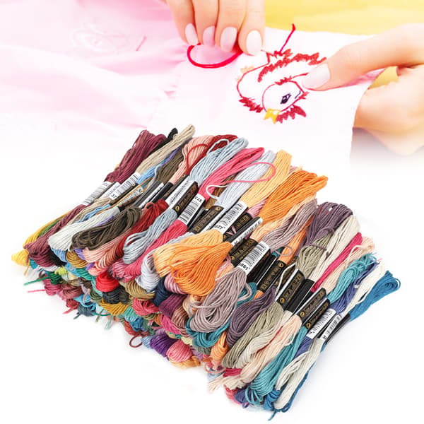 150 stk broderigarn korssting floss polyester bomullsskjær flerfarget 8 meter