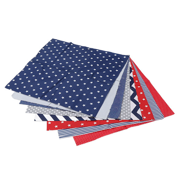 8 st Quiltingtyg Mjuk Andningsbar Hudvänlig Bomullssömnadstyg för DIY Hantverk Kläder 50x50cm Blå Röd