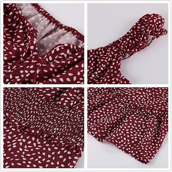 Dame Sommer Flæseærme Sweetheart Udskæring Print Kjole Mini Kjoler XL
