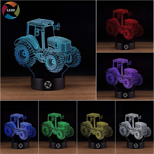 3D Optisk Illusions Natlampe - 7 LED Farveskiftende Lampe