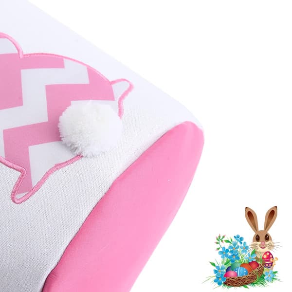 Påskharekorgväskor för barn, randig kaninmönstrad canvasbomullshink med fluffig svans, bärbara äggjaktväskor för påskägg pink